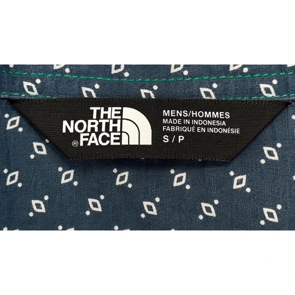 The North Face Button Up Shirt Mens Small Navy Blue Excellent Geometric NF0A3KF1